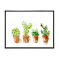 thumbnail image 1 of Designart 'Cacti In Gentle Tones In Ceramic Pots I' Traditional Framed Canvas Wall Art Print, 1 of 5