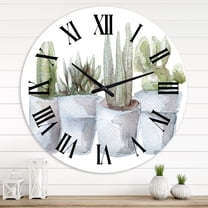 Designart 'Cactus And Succulent House Plants V' Farmhouse Wall Clock