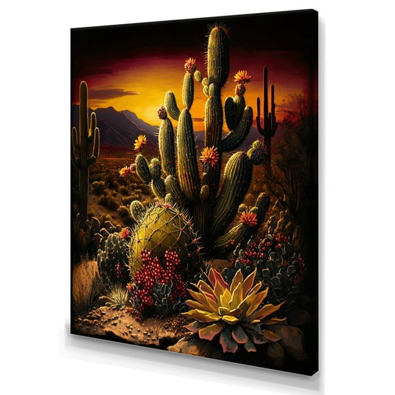 Designart Cactus In Desert II Canvas Wall Art