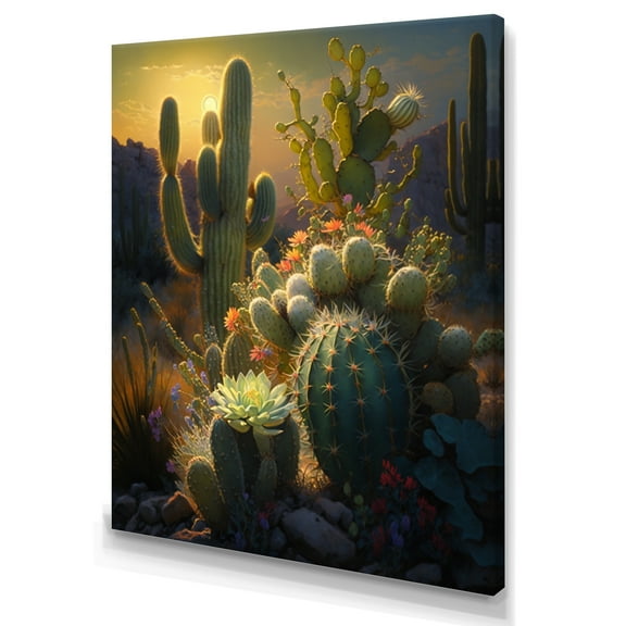 Designart Cactus In Desert III Canvas Wall Art
