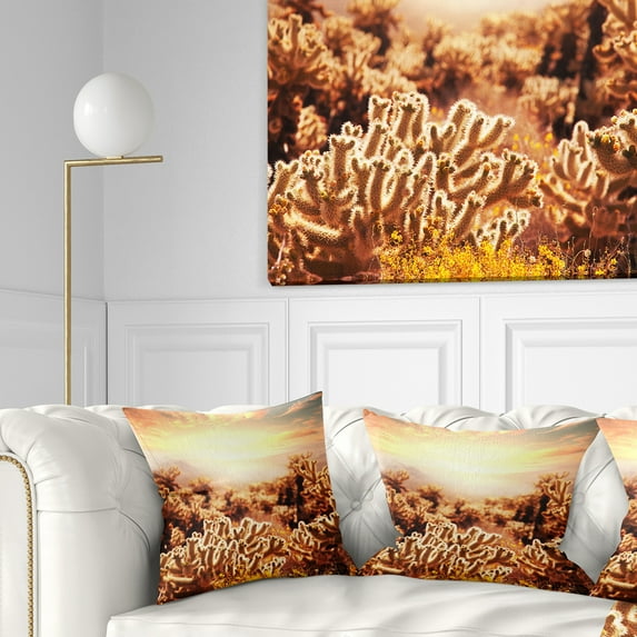 Designart Cactus Plants in Saguaro National Park - Floral Throw Pillow - 16x16
