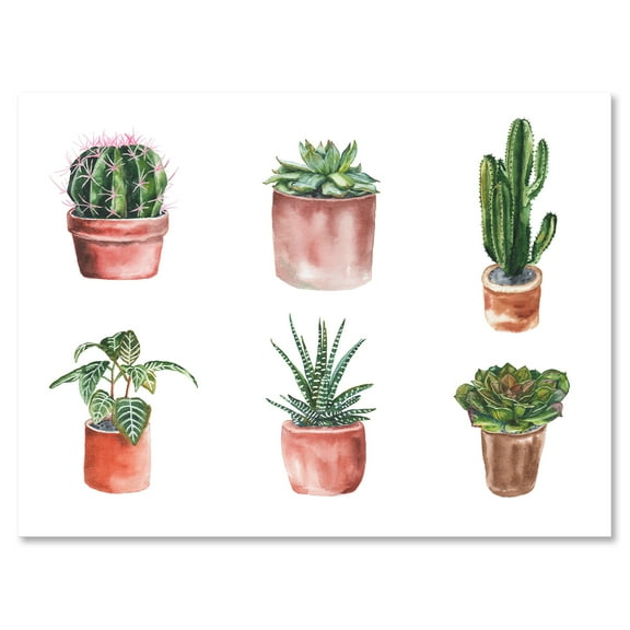 Designart ' Cactus and Succulents In A Clay Pot ' Traditional Canvas Wall Art Print