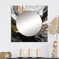 thumbnail image 1 of Designart "Cadence Of Delight Abstract Black And Gold III" Abstract Painting Square Mirror For Wall Decor - Large Gold Square Mirror Printed Wall Decor - Modern Square Living Room Mirror, 1 of 5