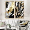 thumbnail image 1 of Designart "Cadence Of Delight Abstract Black And Gold IV" Abstract Painting Framed Wall Art Set Of 2 - Modern Gold Frame Gallery Set For Office Decor, 1 of 6