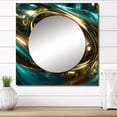 thumbnail image 1 of Designart "Cadence Of Infinity 3D Aquamarine Gold Sphere III" Abstract Fractal Square Mirror For Wall Decor - Large Gold Square Printed Wall Mirror Art - Wall Mounted Square Mirror, 1 of 5