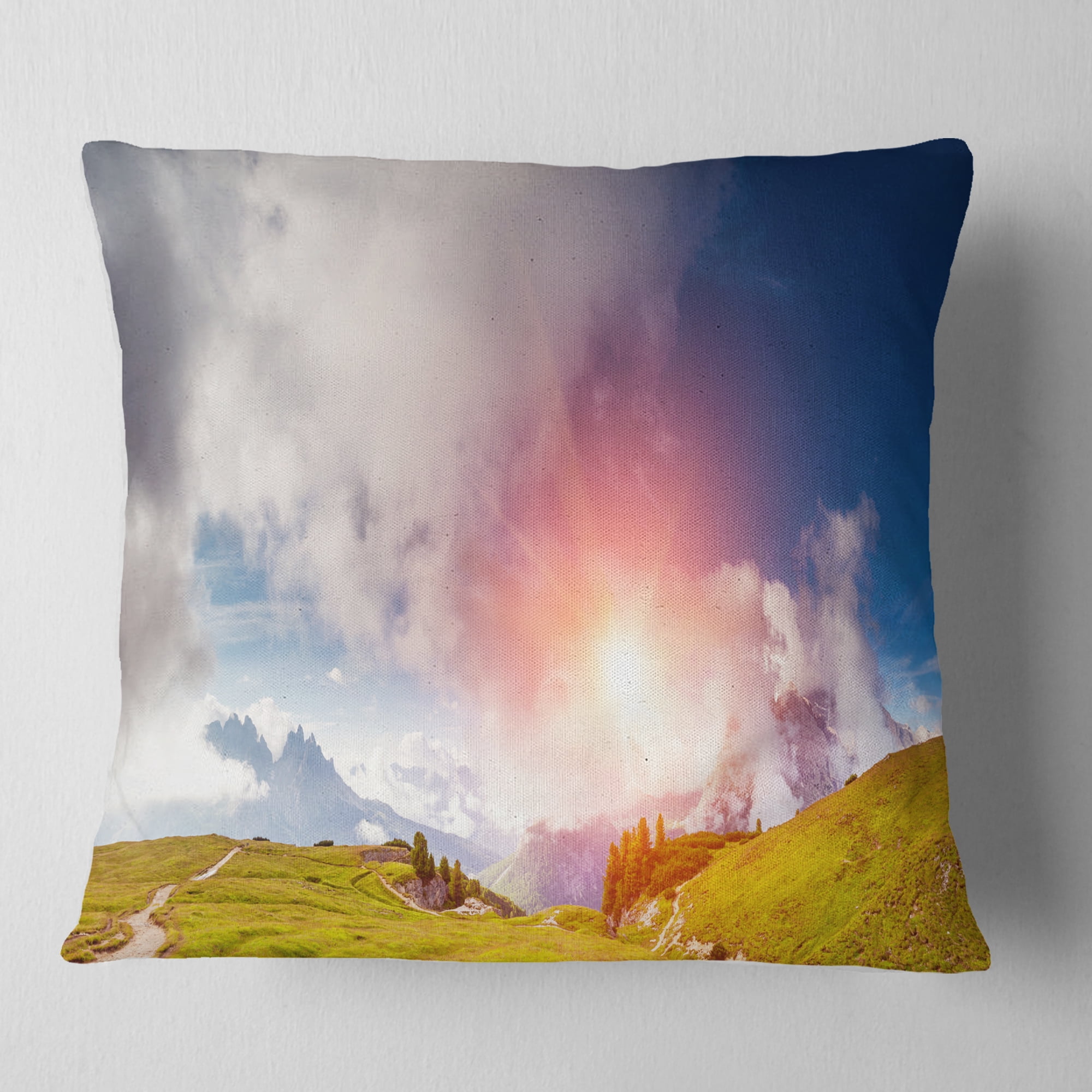 Designart Cadini di Misurina Range at Sunset - Landscape Printed Throw Pillow - 18x18