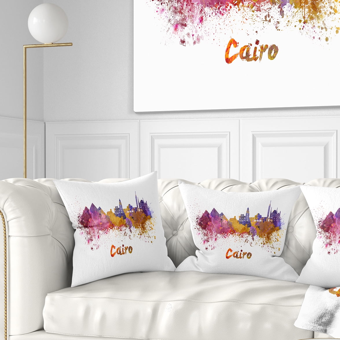 Designart Cairo Skyline - Cityscape Throw Pillow - 16x16
