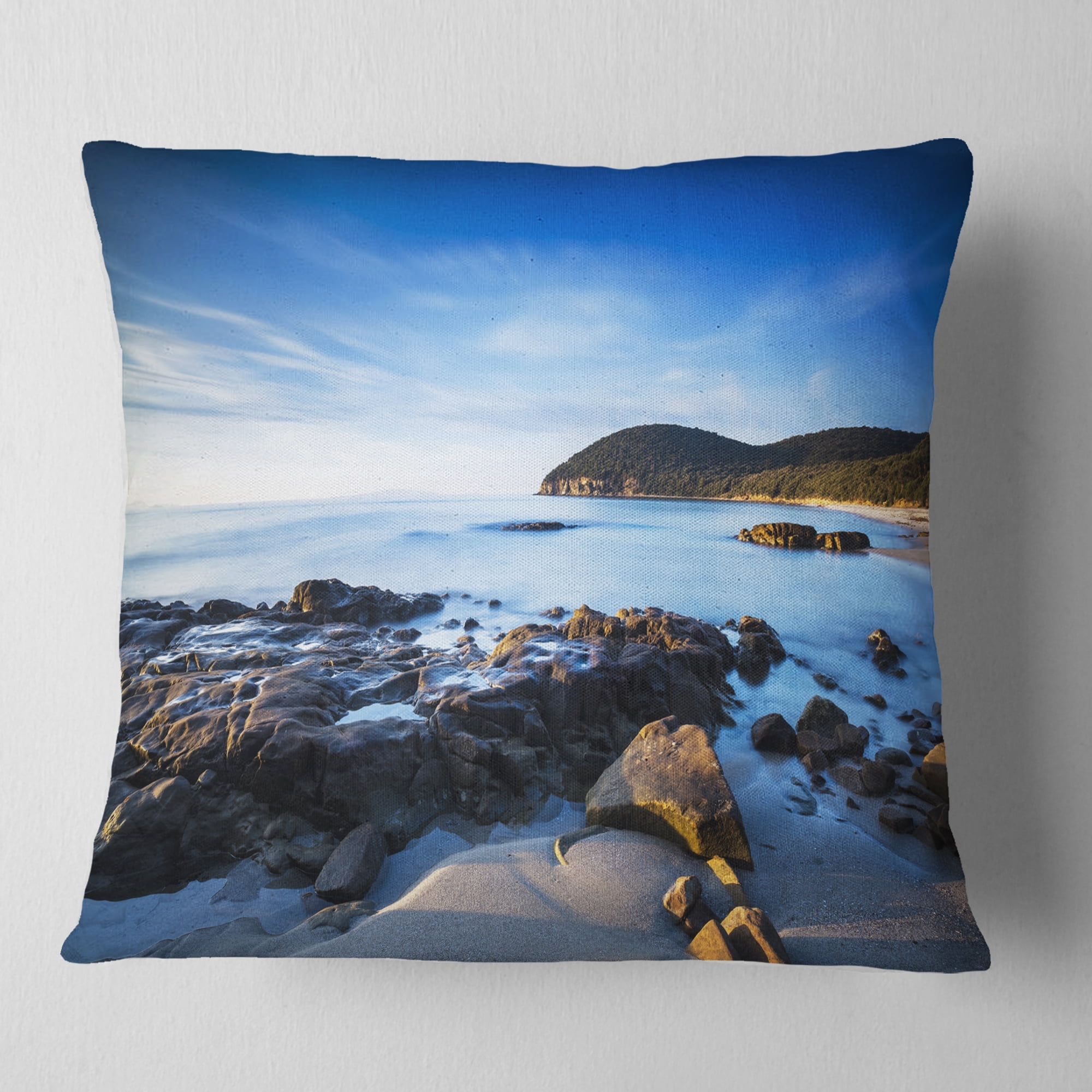 Designart Cala Violina Bay Beach in Maremma - Seashore Throw Pillow - 18x18