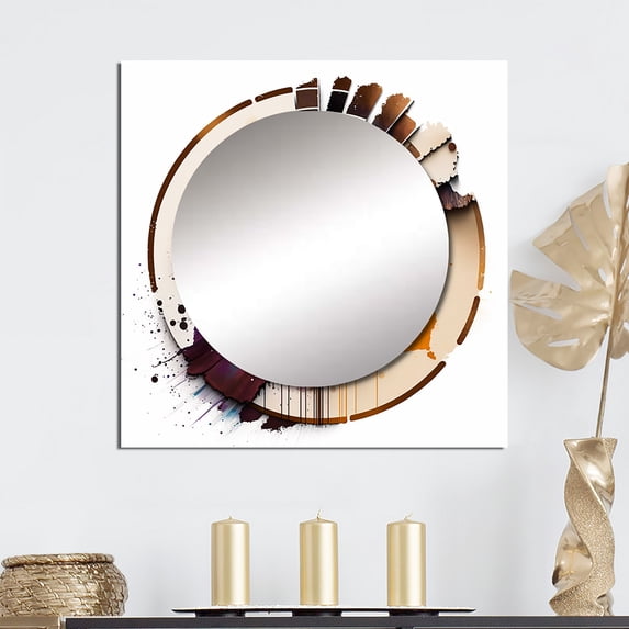 Designart "Calculating The Universe Vintage Spiral Art" Abstract Spirals Square Mirror Wall Decor Transitional - Large White Square Bathroom Mirror - Square Printed Wall Mirror Art