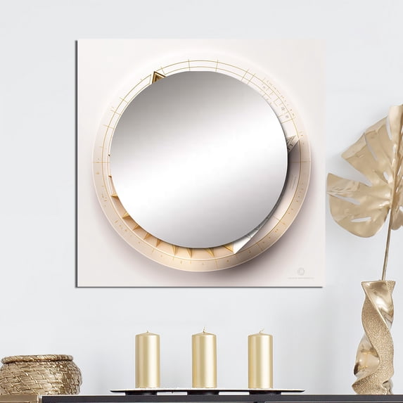 Designart "Calculating The Universe Vintage Spiral Art II" Abstract Spirals Square Mirror For Wall Decor - Large White Square Mirror Printed Wall Decor - Transitional Square Living Room Mirror