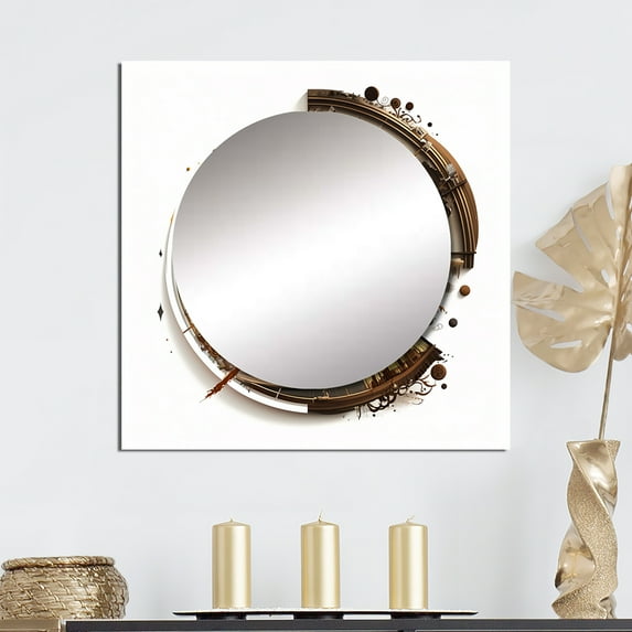 Designart "Calculating The Universe Vintage Spiral Art V" Abstract Spirals Square Mirror Wall Decor Transitional - Large White Square Bathroom Mirror - Square Printed Wall Mirror Art