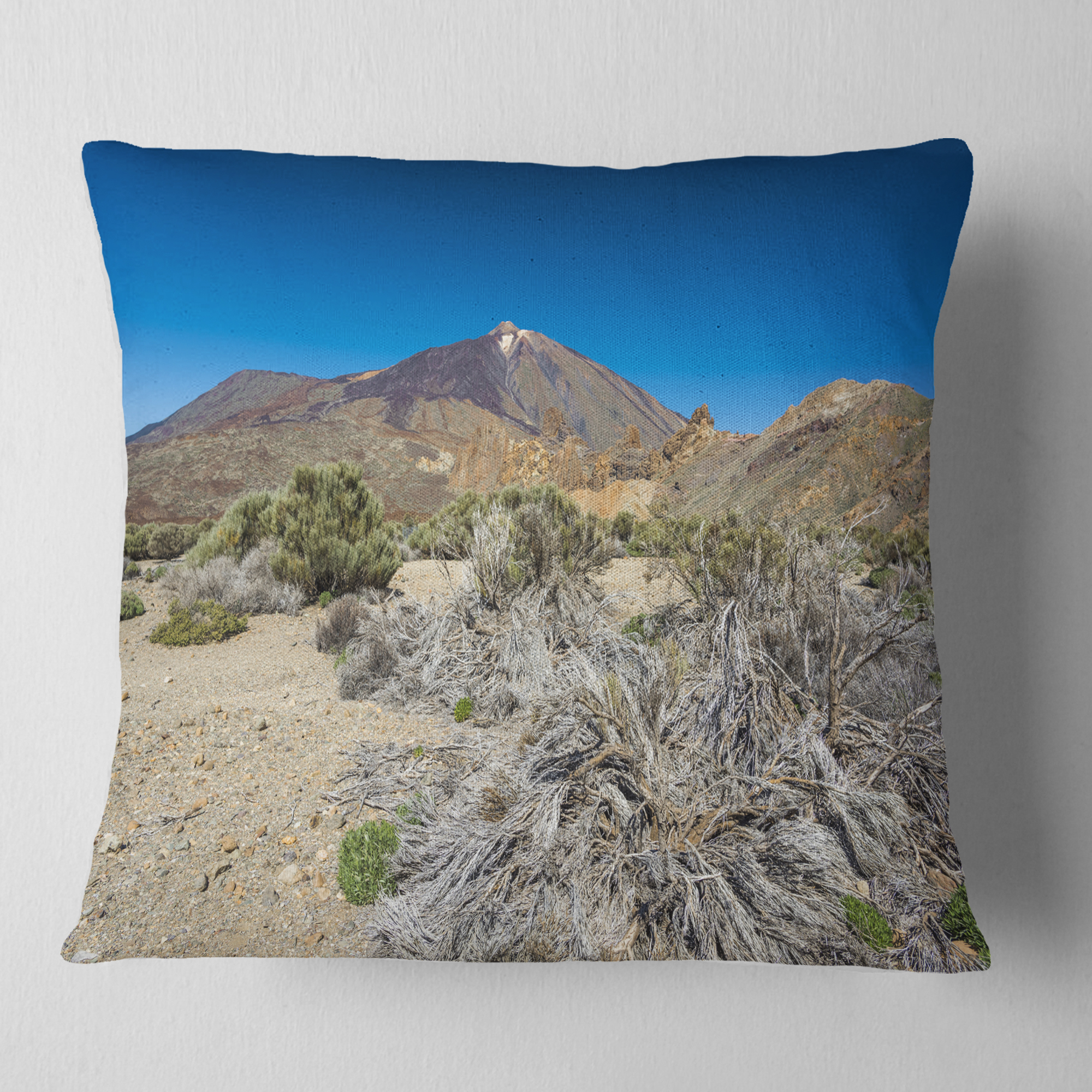 Designart Caldera of the Volcano Teide - Contemporary Landscape Printed Throw Pillow - 16x16