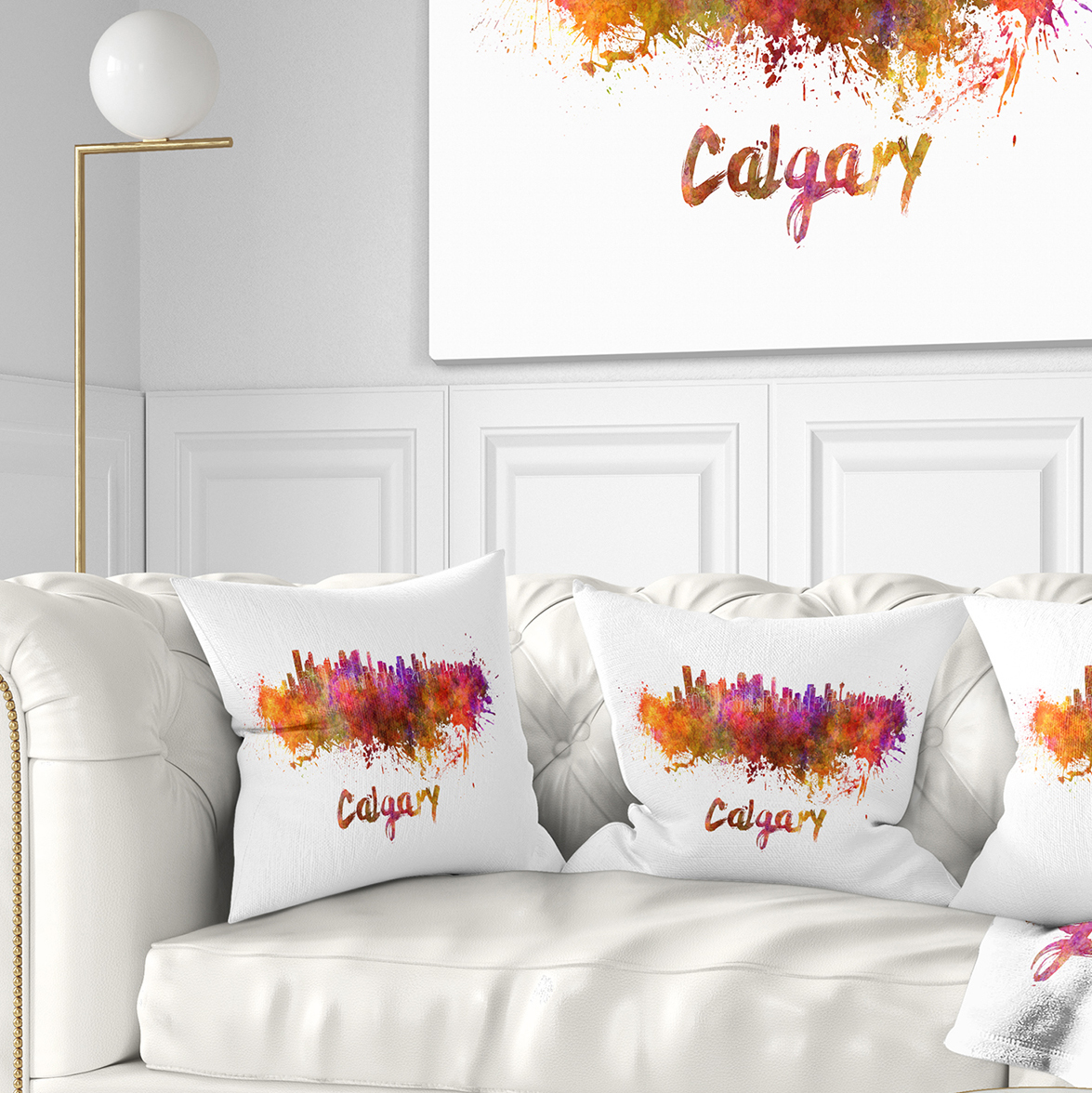 Designart Calgary Skyline - Cityscape Throw Pillow - 18x18
