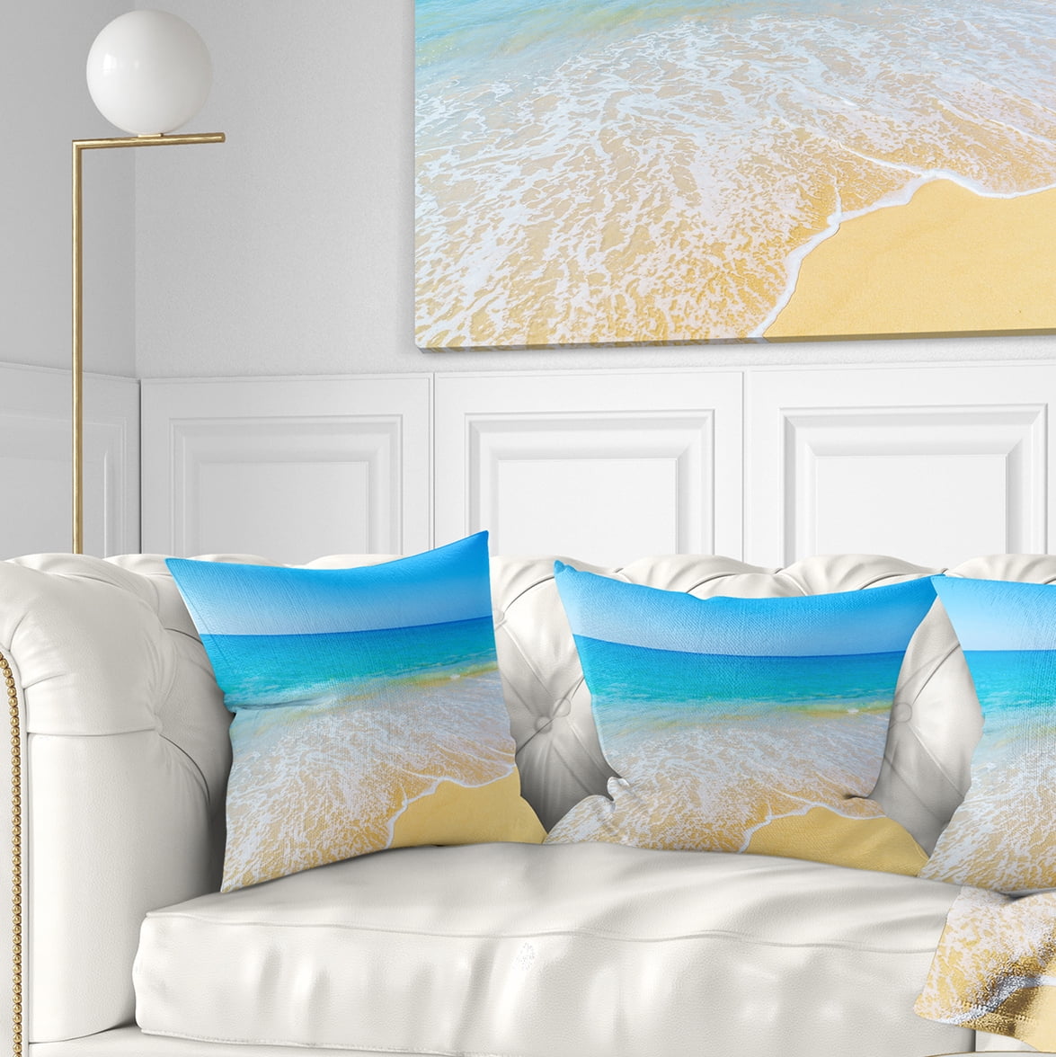 Designart Calm Blue Sea Waves - Seascape Throw Pillow - 16x16