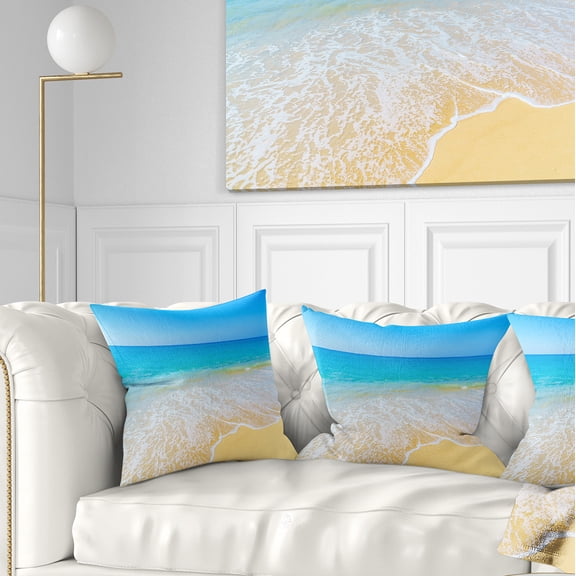 Designart Calm Blue Sea Waves - Seascape Throw Pillow - 18x18
