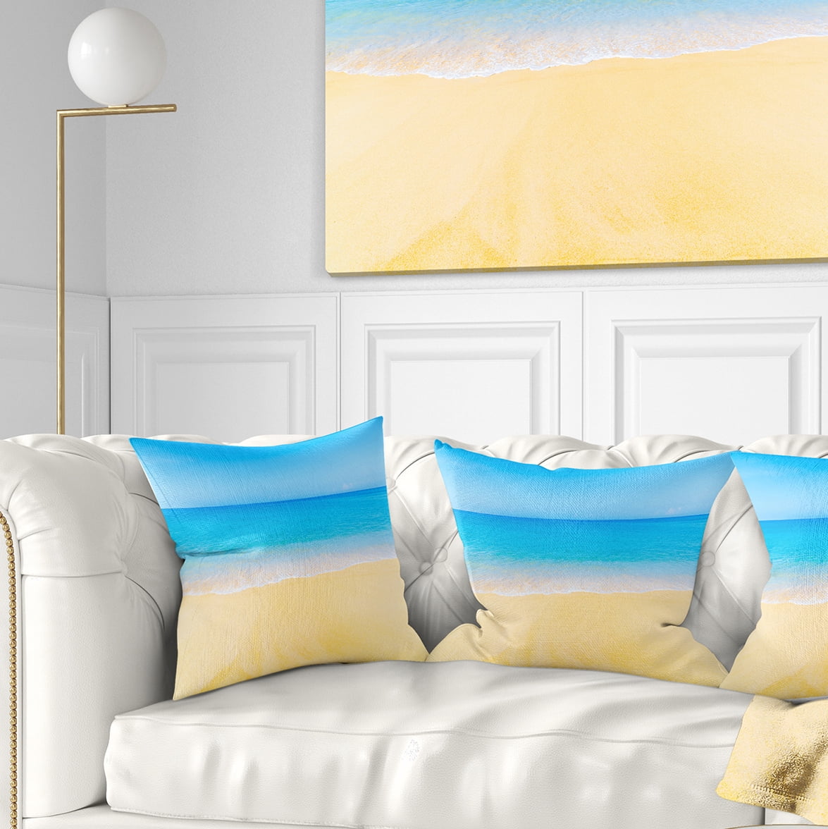 Designart Calm Blue Sea and Sky - Seascape Throw Pillow - 16x16