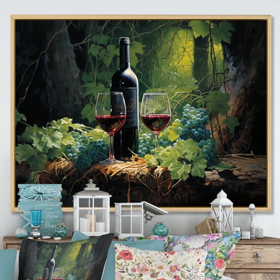 Designart "Calm Cabernet Moments I" Wine Floater Framed Canvas Prints