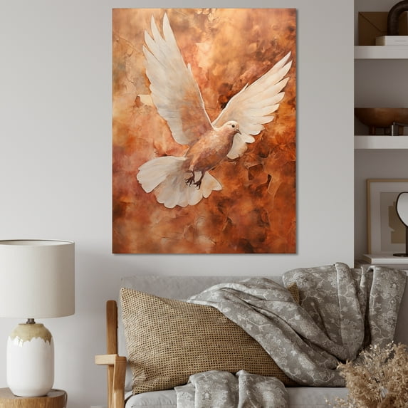 Designart "Calm Cerulean Dove Grace III" Dove Wall Art Living Room