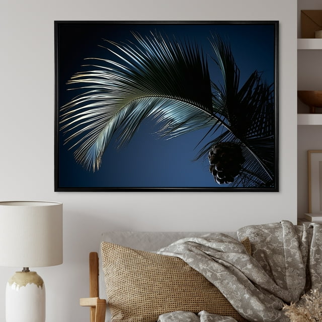 Designart "Calm Jungle With Palm Leaves" Palms & Palm Trees Floater Framed Canvas Prints