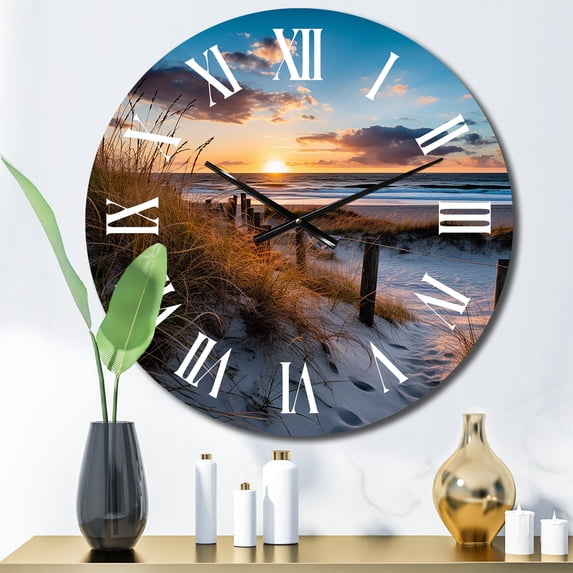 Designart "Calm Path To Dune Beach IV" Nautical & Beach Oversized Wall Clock