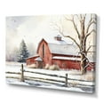 thumbnail image 1 of Designart Calm Red Barn In Winter II Canvas Wall Art, 1 of 5