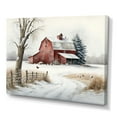 thumbnail image 1 of Designart Calm Red Barn In Winter III Canvas Wall Art, 1 of 5