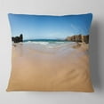 thumbnail image 1 of Designart Calm Sandy Coastline Panorama - Oversized Beach Throw Pillow - 18x18, 1 of 4
