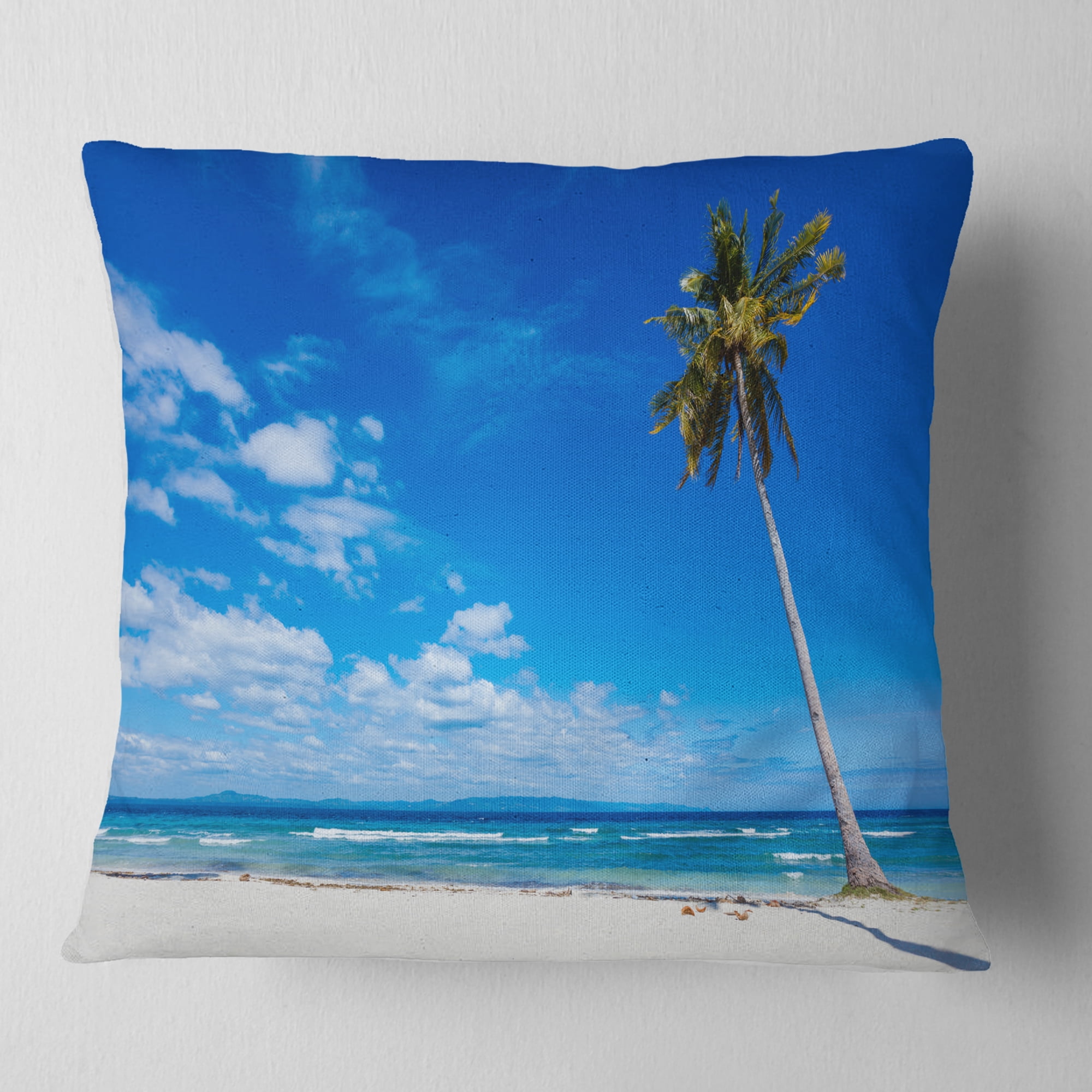 Designart Calm Summer Vacation Beach Philippines - Modern Seascape Throw Pillow - 16x16