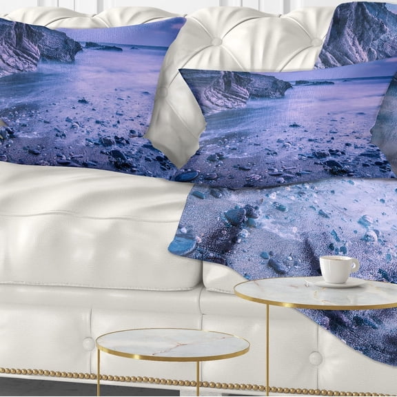 Designart Calm Time Lapse on Beach at Sunset - Seashore Throw Pillow - 12x20