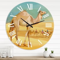 Designart 'Camels In Desert' Farmhouse Wall Clock