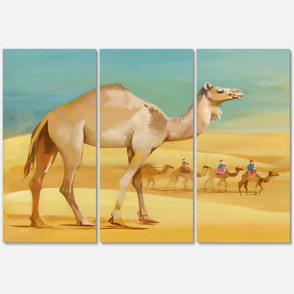 Designart ' Camels In Wild Desert I ' Farmhouse Canvas Wall Art Print