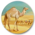 thumbnail image 1 of Designart 'Camels In Wild Desert I' Farmhouse Circle Metal Wall Art 11x11 - Disc of 11, 1 of 5