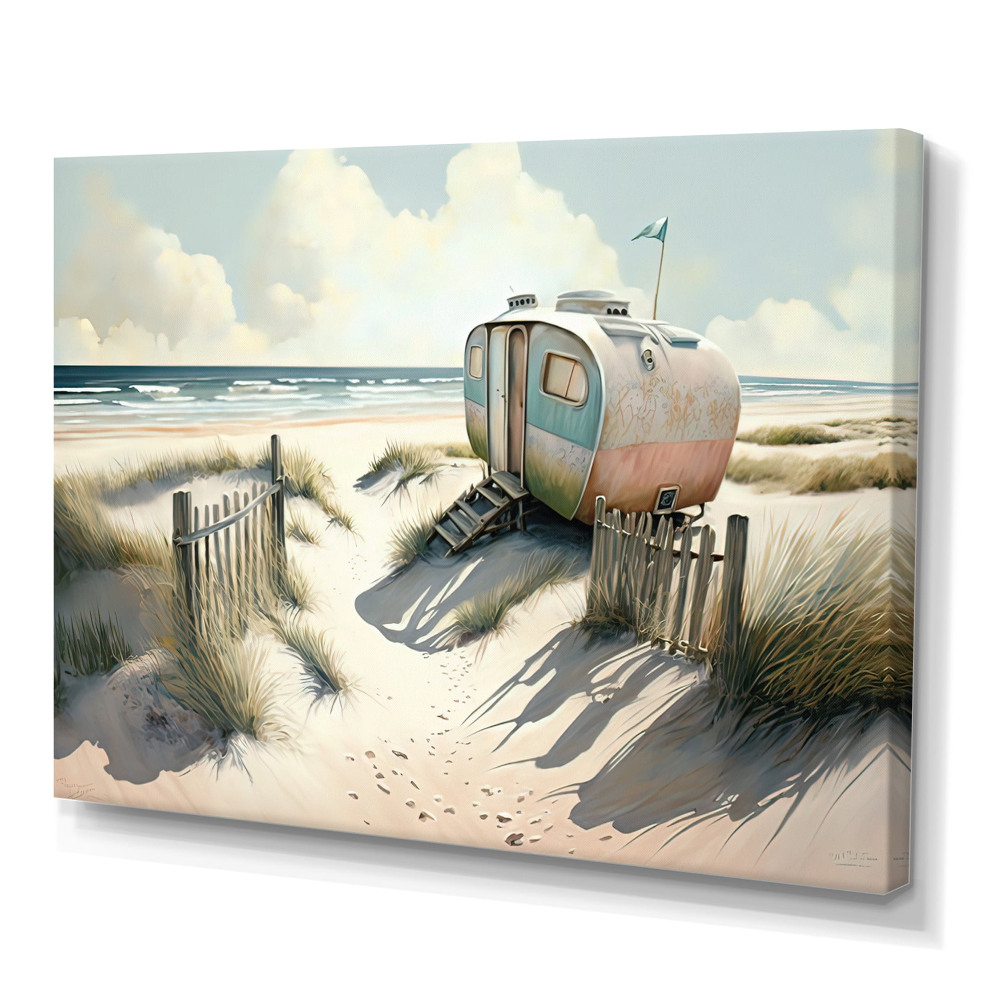 Designart Camping On The Beach Canvas Wall Art