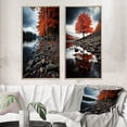 thumbnail image 1 of Designart "Canada Autumn Calm II" Canada Framed Wall Art Set Of 2 - Orange Landscapes Framed Wall Art Set Of 2, 1 of 7