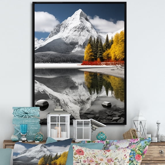 Designart "Canada Beautiful horizon Black II" Canada Floater Framed Canvas Print