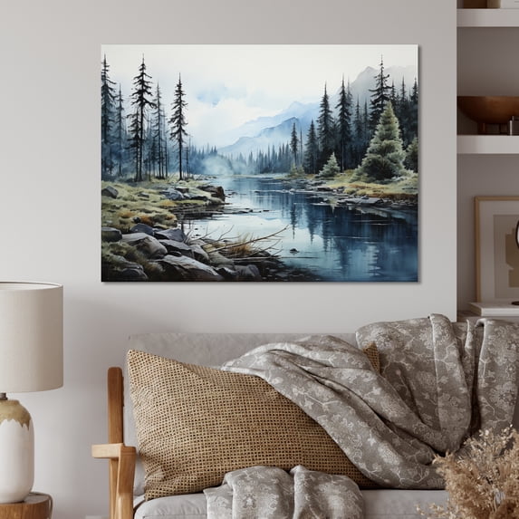 Designart "Canada Calm Lake" Landscapes Metal Wall Art
