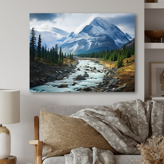 Designart "Canada Misty Mountain II" Landscapes Metal Art Living Room