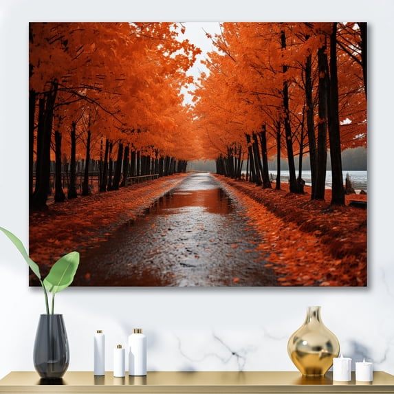 Designart "Canada Orange Autumn Euphony IV" Trees Wall Art Living Room