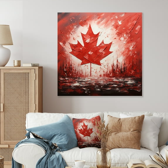 Designart "Canadian Flag Waving I" Canadian Wall Art Print