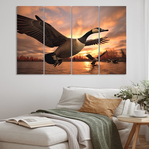 Designart "Canadian Geese in Canada I" Animals Wall Art Prints Set