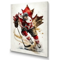 Designart Canadian Hockey Player In Action I Canvas Wall Art