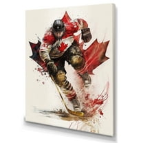 Designart Canadian Hockey Player In Action II Canvas Wall Art