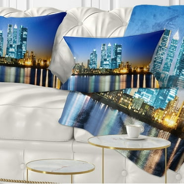 Designart Canary Wharf London - Cityscape Photo Throw Pillow - 12x20
