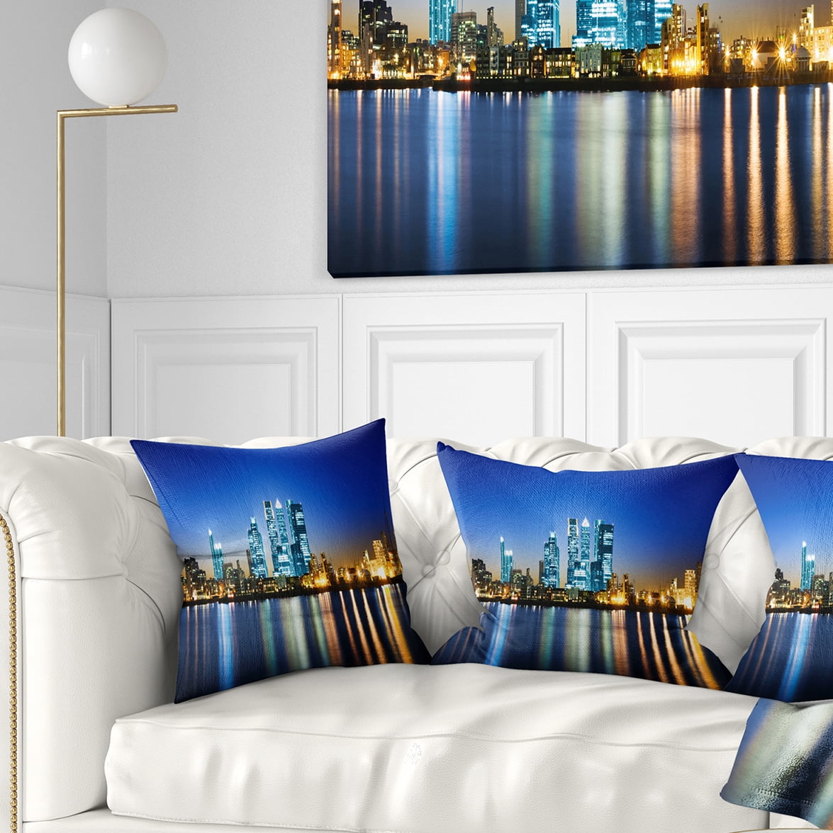 Designart Canary Wharf London - Cityscape Photo Throw Pillow - 18x18