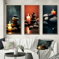 thumbnail image 1 of Designart "Candle Flame Zen Symbolism in Stone Cairn III" Spiritual Stone Framed Wall Art Set Of 3 - Black Traditional Frame Gallery Set For Office Decor, 1 of 6