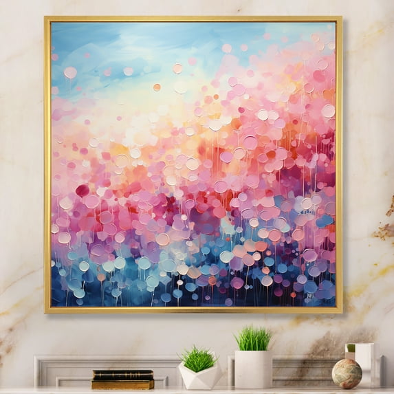 Designart "Candyfloss Dreams I" Abstract Landscape Floater Framed Canvas Wall Art