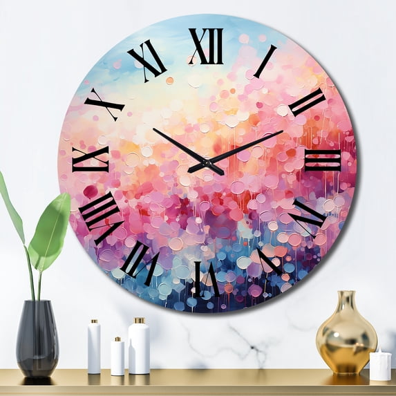 Designart "Candyfloss Dreams I" Abstract Landscape Oversized Wall Clock