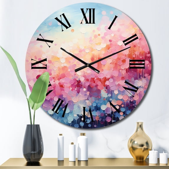 Designart "Candyfloss Dreams I" Abstract Landscape Oversized Wall Clock