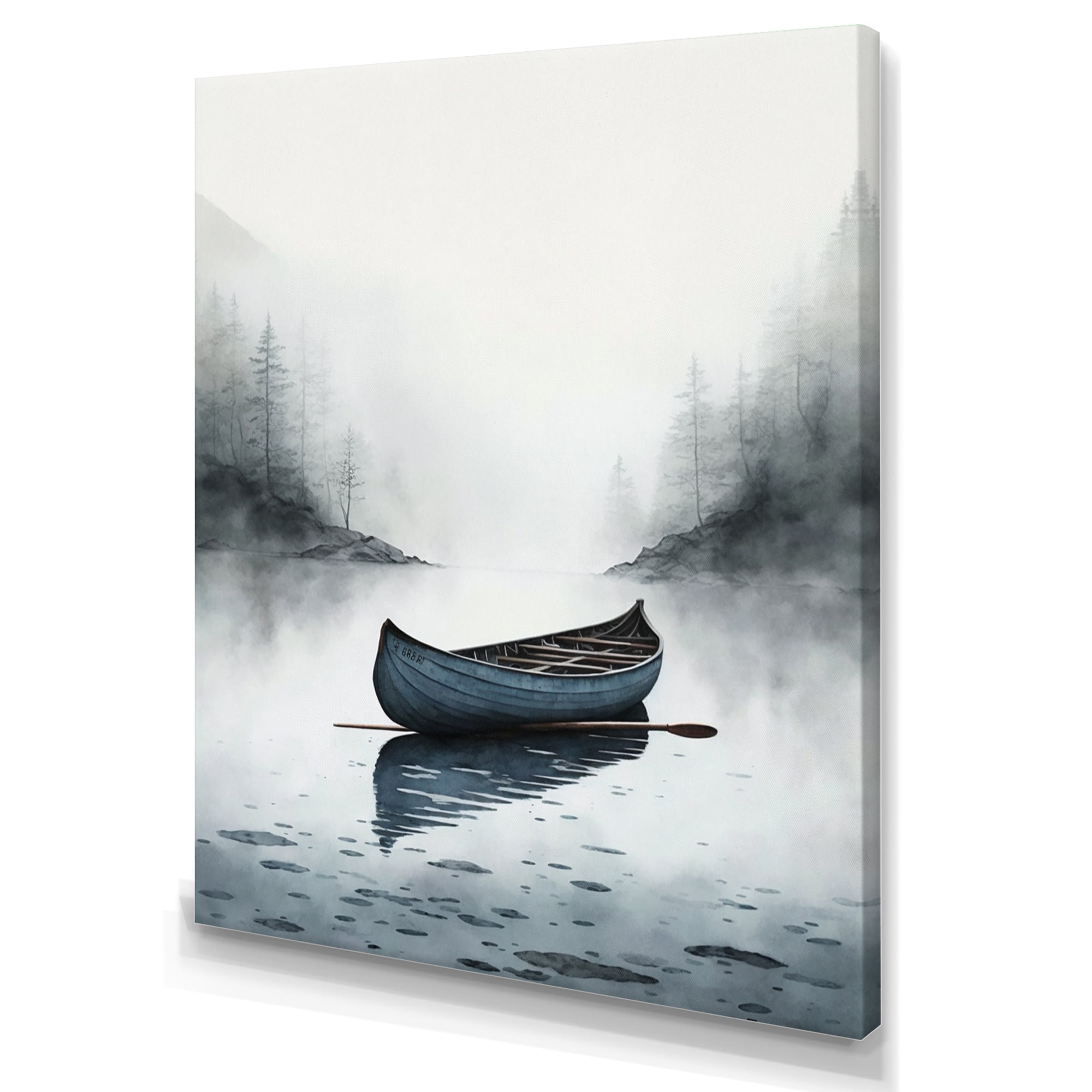 Designart Canoe On The Lake I Canvas Wall Art