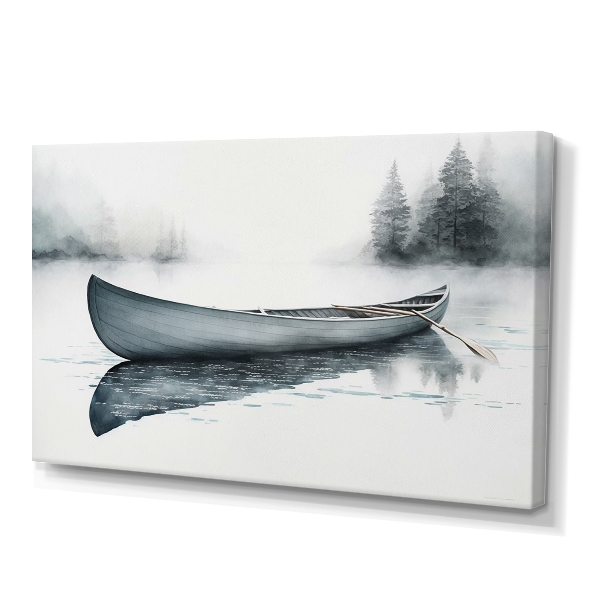 Designart Canoe On The Lake II Canvas Wall Art